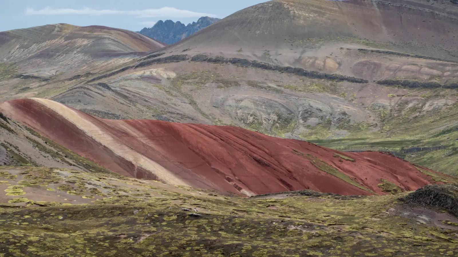 Striped ridges of the Palcoyo rainbow mountains near Cusco