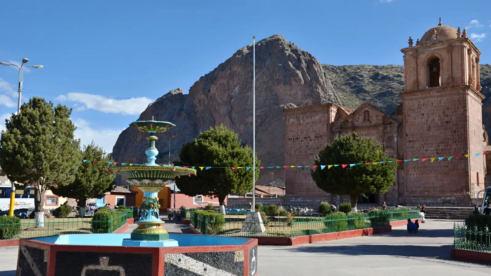 Pukara, Peru: the main square and colonial church in the Puno highlands